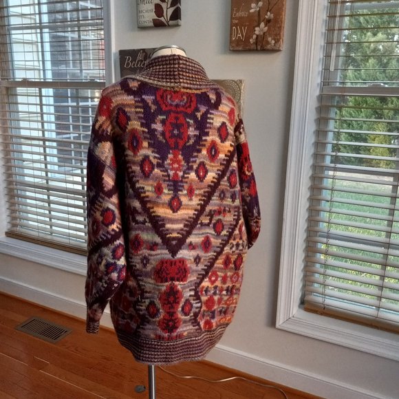 Free People Multicolor Patterned Shawl Collar Cardigan - Purple, Red, Cream - Picture 4 of 4